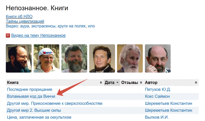 Выбор книги в перечне