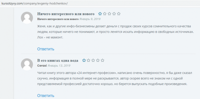 отзывы Евгений Ходченков