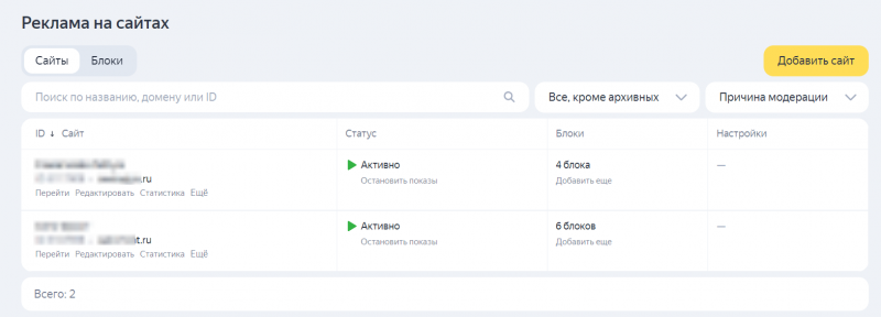 сайты в рся